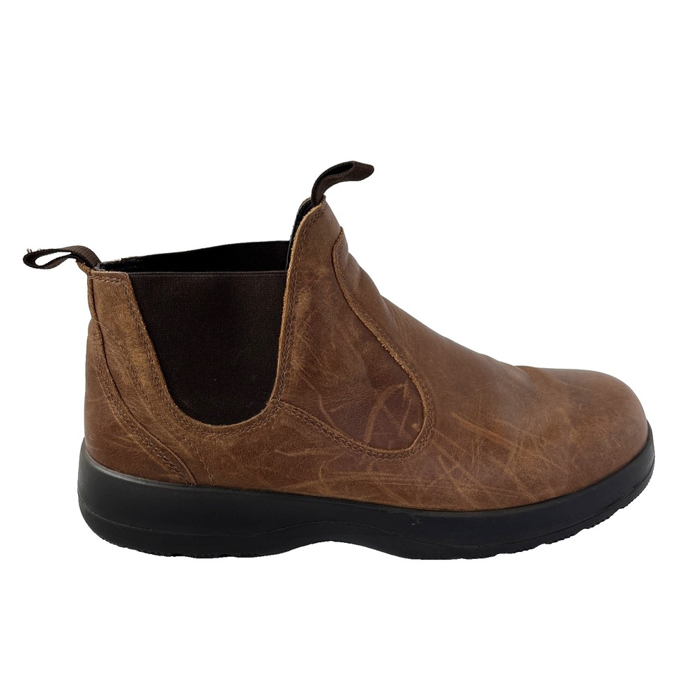 Naot Ankle Boot Brown Leather Chelsea Flint Slip On Pull Tabs Comfort